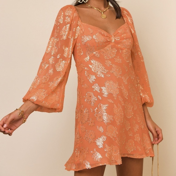 NWT RIXO Paris Silk Mini Dress in Lily Metallic Coral XL or US 12 - Picture 16 of 16